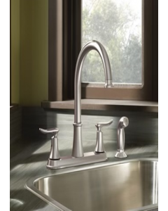 8 in. Brushed Nickel Finish Washer Less Double Handle Kitchen Faucet (Each)