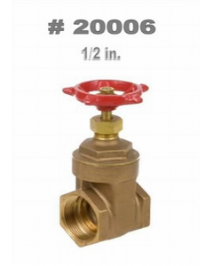 1/2 in. Metal Brass Finish Gate Valve (Each)