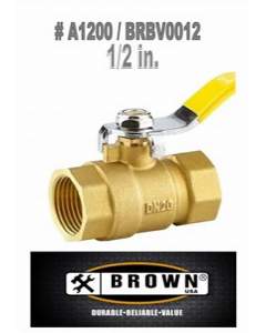 1/2 in. Metal Brass Finish Lever Handle Ball Valve (Each)