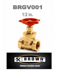 1/2 in. Metal Brass Finish Gate Valve (Each)