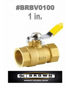 1 in. Metal Brass Finish Lever Handle Ball Valve (Each)