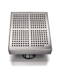 5-3/4x5-3/4" Satin Stainless Steel Kai Square Drain (Each)