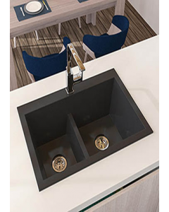 33x22" Black Double Bowl Kitchen Sink (Each)