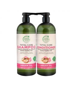 Petal Fresh Total Care Shampoo and Conditioner with Organic and Vegan Argan Oil 2 Units / 1 L / 33 oz