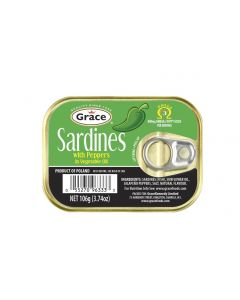 Grace Canned Sardines with Peppers in Vegetable Oil 5 Units / 106 g / 3.74 oz