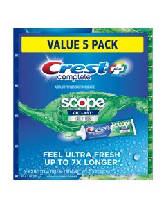 Crest Complete Whitening Toothpaste Plus Scope Outlast 5 Units / 178 g / 6.3 oz
