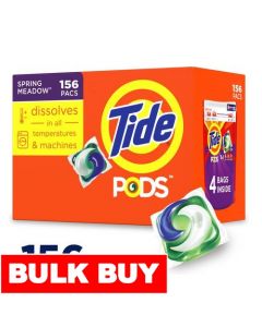 Tide Laundry Detergent Pods Spring Meadow 10X Cleaning Power 4.02 L / 136 oz / 156 Capsules
