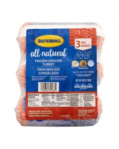 Butterball Frozen Natural Ground Turkey Vacuum Packed 3 Units / 453 g / 16 oz