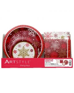 Artstyle Disposable Plates and Napkins with Christmas Designs Pack 200 Pieces