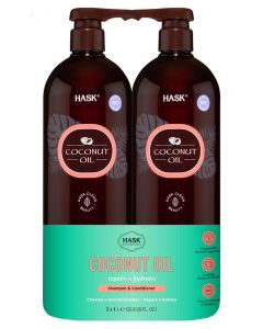 Hask Shampoo and Conditioner with Coconut Oil that Repairs and Moisturizes 2 Units / 1 L / 33.8 oz