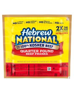 Hebrew National Quarter Pound Hot Dogs 2 Pack / 793 g / 1.75 lb
