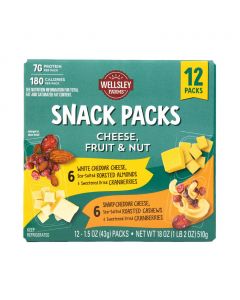 Wellesley Farms Snacks Cheddar Cheese with Nuts and Cranberries 12 Units / 43 g / 1.5 oz