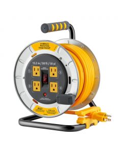Link2Home Retractable Cord Reel with 4 Outlets 15.24 m / 50'