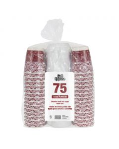 Café Express Disposable Foam Cups with Lid and Festive Design 75 Units / 295.73 mL / 10 oz