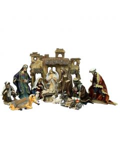 Selection Polyresin and Fabric Nativity Set 13 Pieces