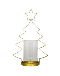 Selection Gold Metal Christmas Tree-Shaped Candle Holder 2 Units
