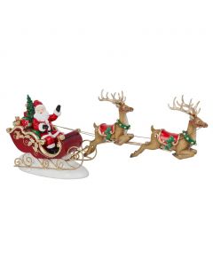 Selection Decorative Christmas Figure of Santa Claus in Flying Sleigh with Reindeer