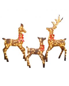 Selection Christmas Reindeer Set with LED Lights and Red Bows for Outdoor and Indoor Use