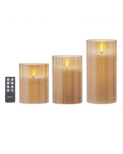 Mikasa Home Accents LED Glass Candles Set 3 Pieces