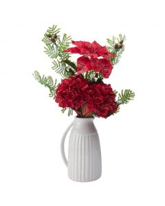 Mikasa Home Accents White Ceramic Vase with Artificial Flowers and Branches