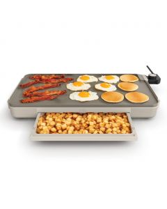 Bella Ceramic Griddle with Nonstick Coating and Integrated Warming Tray
