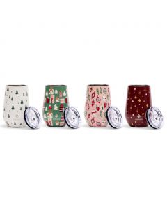 Manna Holiday Thermal Wine Tumbler Set 4 Units / 354.88 mL / 12 oz