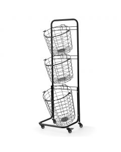 BAUM 3-Tier Multi-Purpose Trolley with Storage Baskets and Swivel Casters