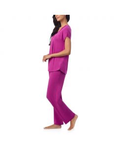 Midnight Pajama Set with Short Sleeve Top and Loose Pants 2 Pieces