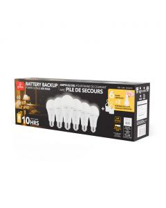 Globe Powerbuilt LED Bulbs with Battery Backup 6 Units + 2 Adapters