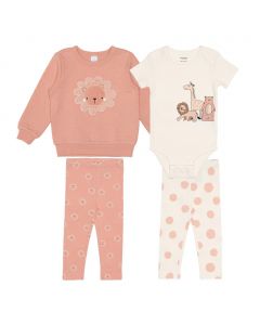 Pekkle Soft Knit Set for Baby Girl 4 Pieces