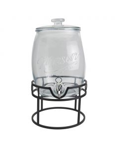 Mason Craft and More Glass Beverage Dispenser with Spigot and Elevated Iron Stand 10.5 L / 2.77 gal