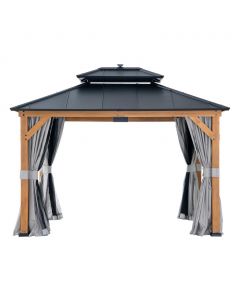 Sunjoy Gazebo with Wood and Steel Frame with Lights 3.04 m x 3.65 m / 10 ft x 12 ft