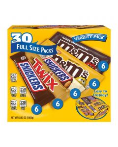 Snickers, Twix, M&M’s, Chocolate Bar Mix 30 Units / 1.5 kg / 3.3 lb