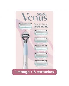 Gillette Venus Razor Intimate Area 1 Handle + 6 Refill Cartridges