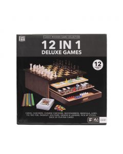 Games Hub 12-in-1 Wooden Classic Games Collection