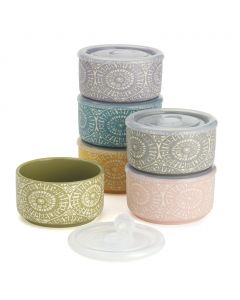 Signature Housewares Ceramic Bowl Set with Lids 12 Pieces