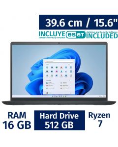 Dell 39.62 cm / 15.6&quot; Inches Laptop AMD Ryzen 7 16 Gigabytes / 512 Gigabytes + ESET Antivirus