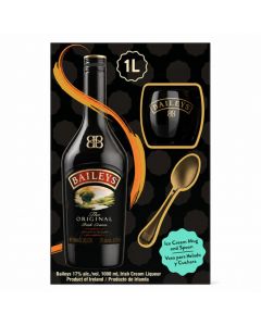 Baileys Original Irish Cream Liqueur 1 L + Ice Cream Glass and Spoon