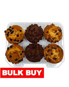 Selection Freshly Baked Assorted Vanilla and Chocolate Muffins 6 Units